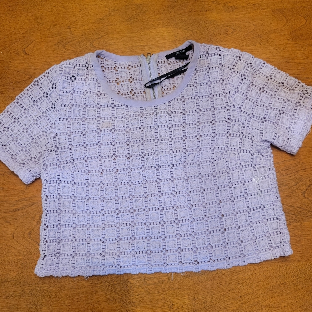 Forevor 21 Lavender Lace Crop Top 100% Cotton | S